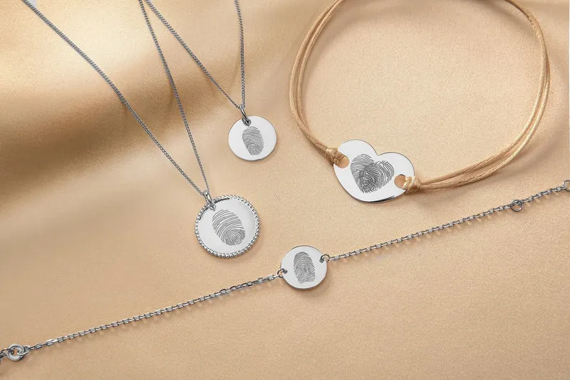Vingerafdruk Heart Armband - Zilver - Gepersonaliseerde Armband