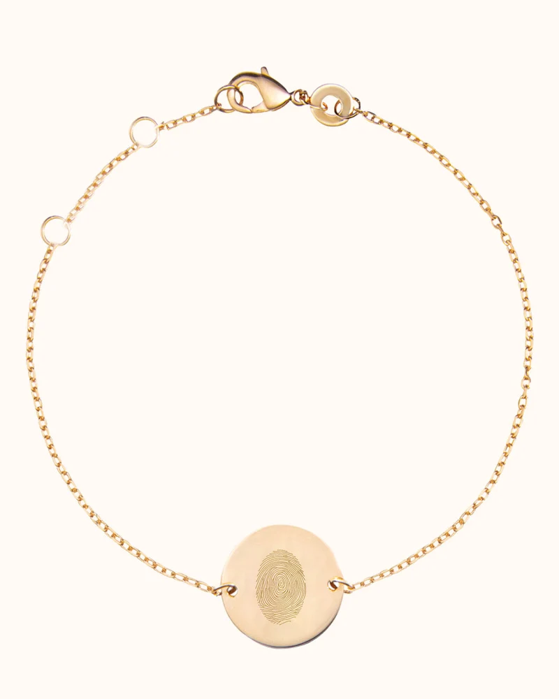 Vingerafdruk Coin Armband - Verguld - Gepersonaliseerde Armband