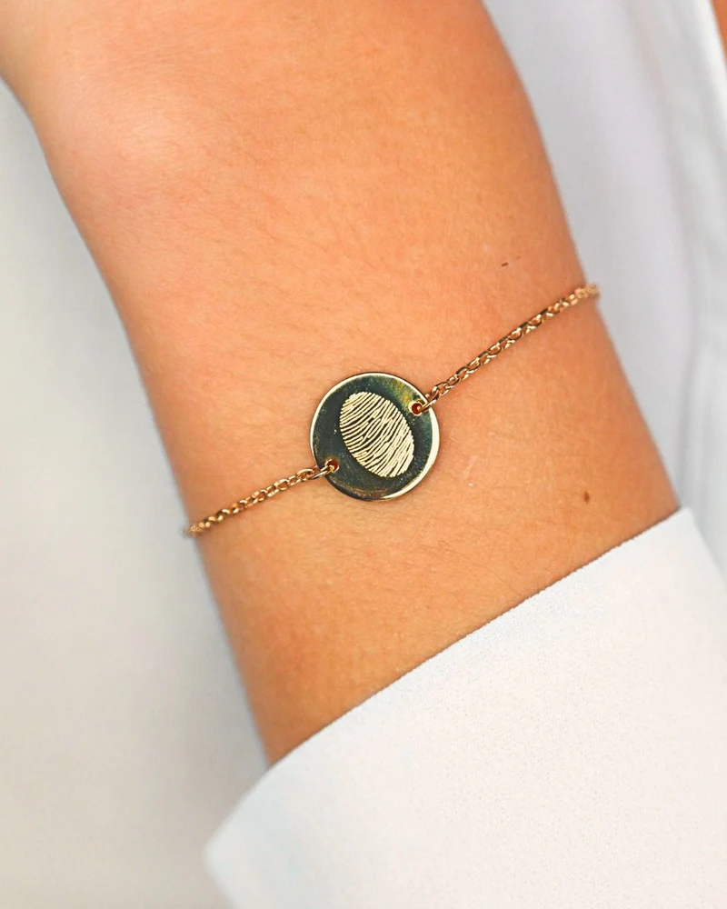 Vingerafdruk Coin Armband - Verguld - Gepersonaliseerde Armband