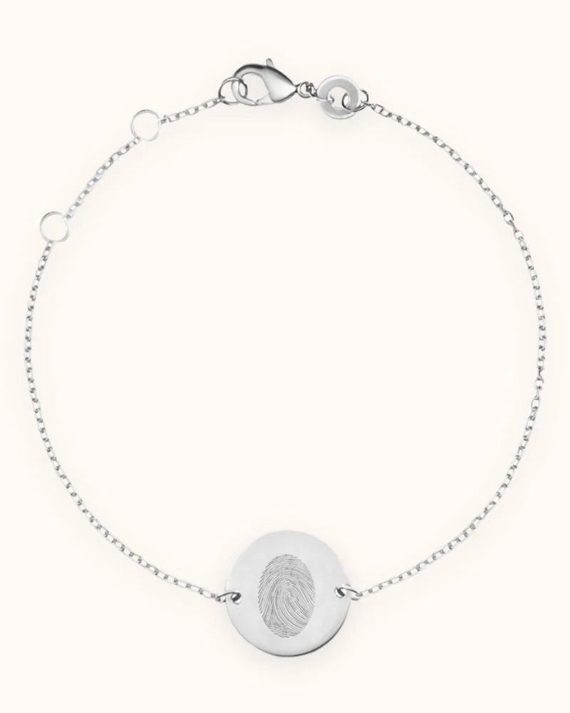 Vingerafdruk Coin Armband - Zilver - Gepersonaliseerde Armband