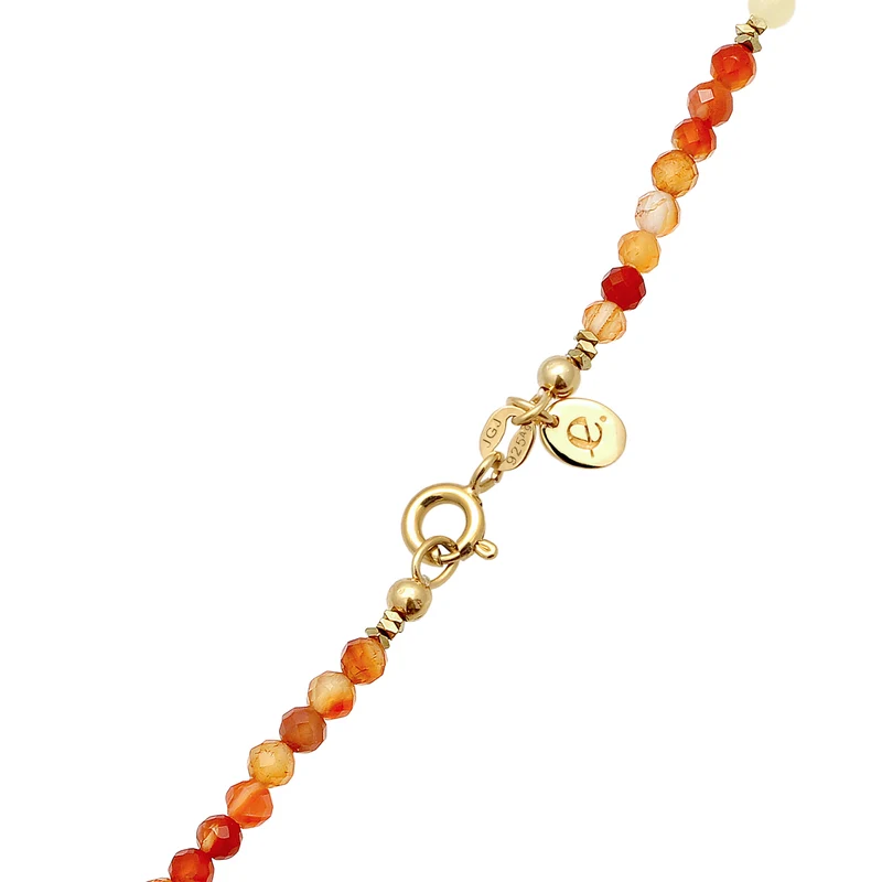 Halskette Beads | Achat (Blau) & Zirkonia (Pfirsich) & Mondstein (Weiß)