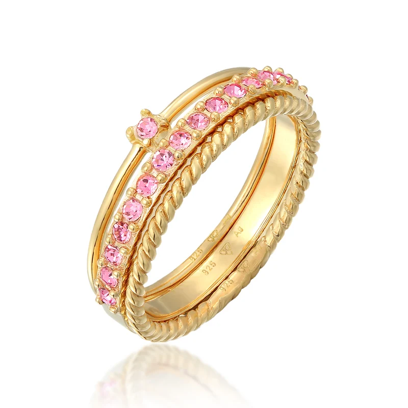Ring 3er Set | Mit Kristallen von Swarovski® (Rosa)