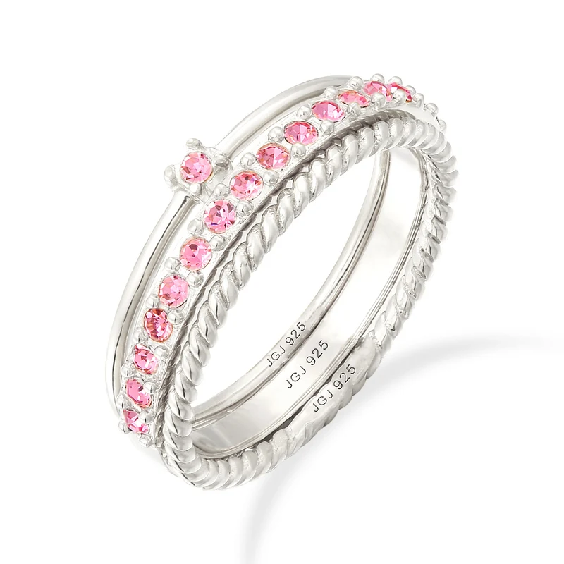 Ring 3er Set | Mit Kristallen von Swarovski® (Rosa)