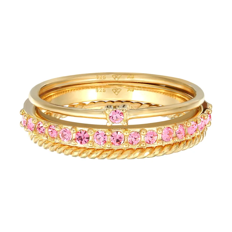 Ring 3er Set | Mit Kristallen von Swarovski® (Rosa)