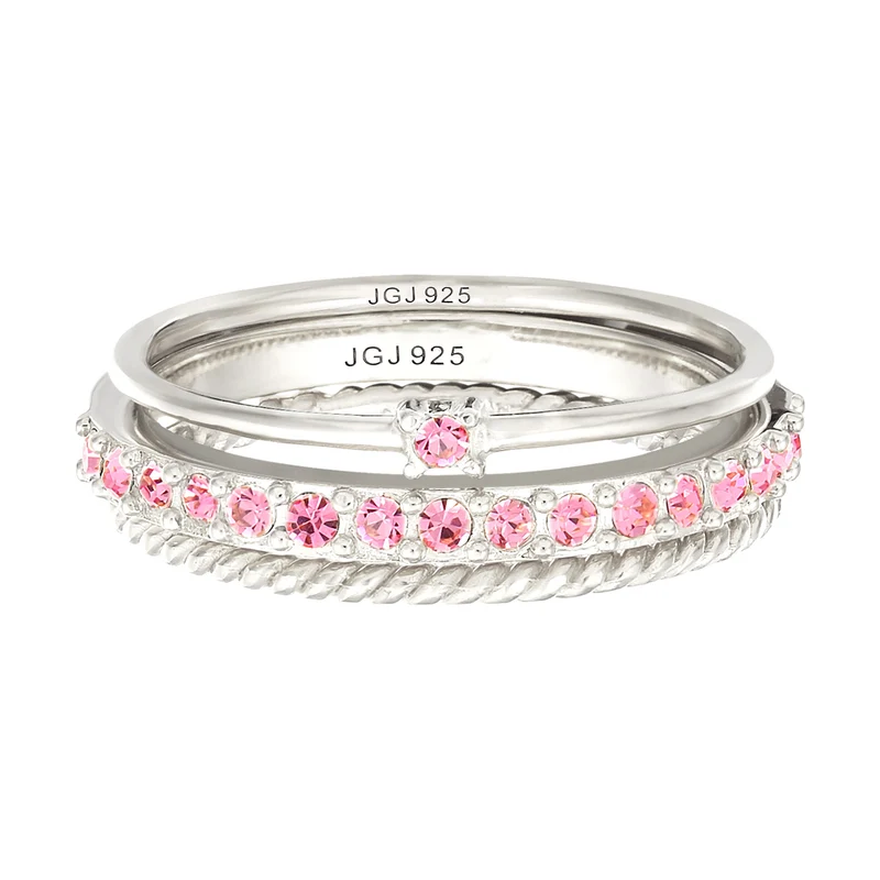 Ring 3er Set | Mit Kristallen von Swarovski® (Rosa)