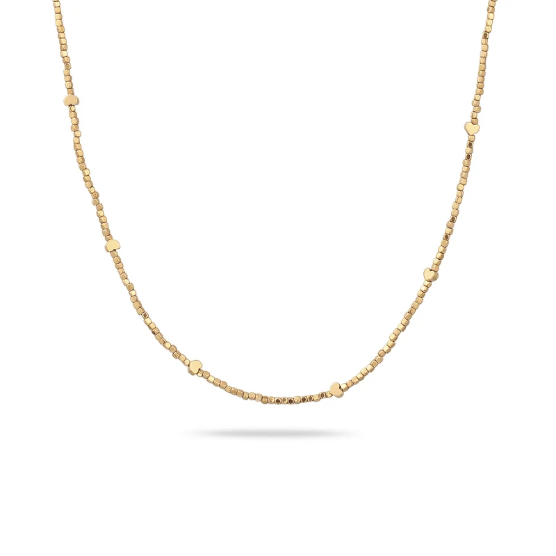 Halskette Herzen | Synthetischer Hämatit (Gold)