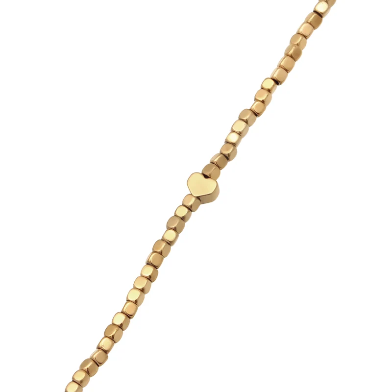 Halskette Herzen | Synthetischer Hämatit (Gold)
