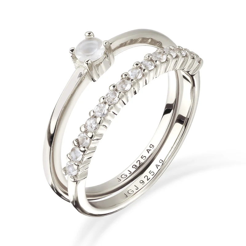 Ringset | Mondstein (Regenbogen)