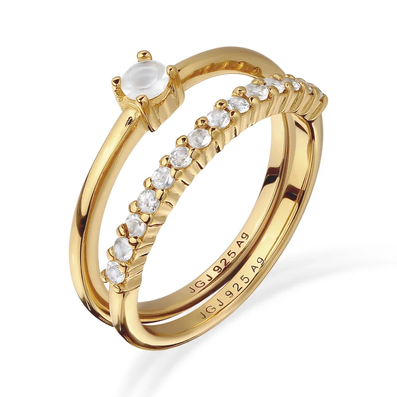 Ringset | Mondstein (Regenbogen)