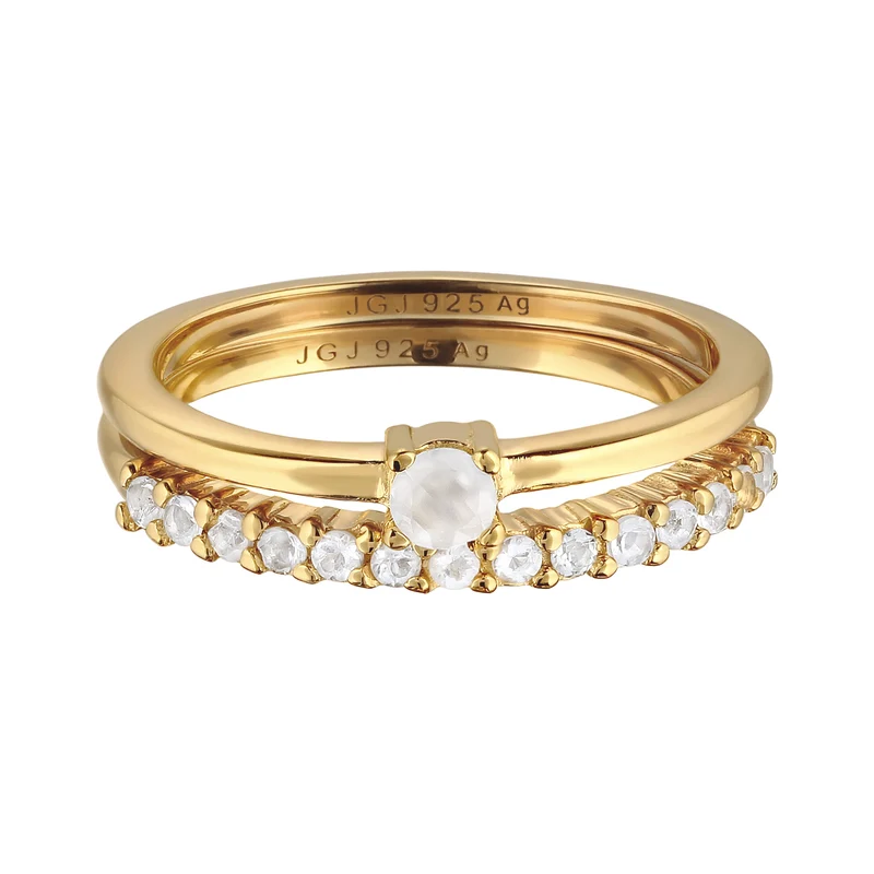 Ringset | Mondstein (Regenbogen)