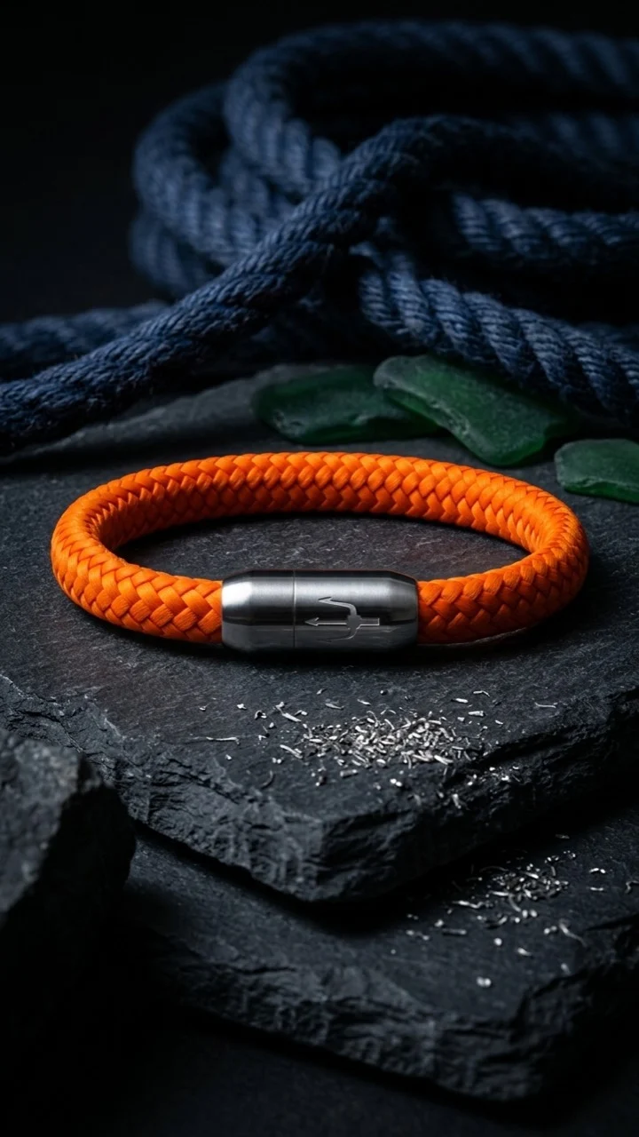 Nautic Force – Solar Blaze | Segeltauarmband Herren Orange 8mm