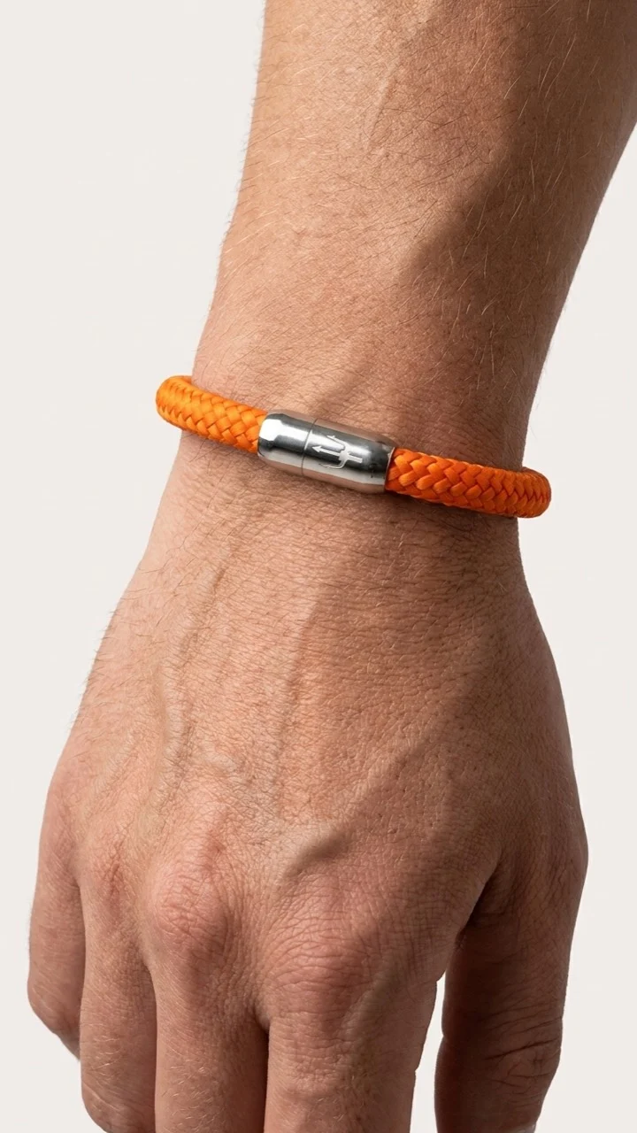 Nautic Force – Solar Blaze | Segeltauarmband Herren Orange 8mm