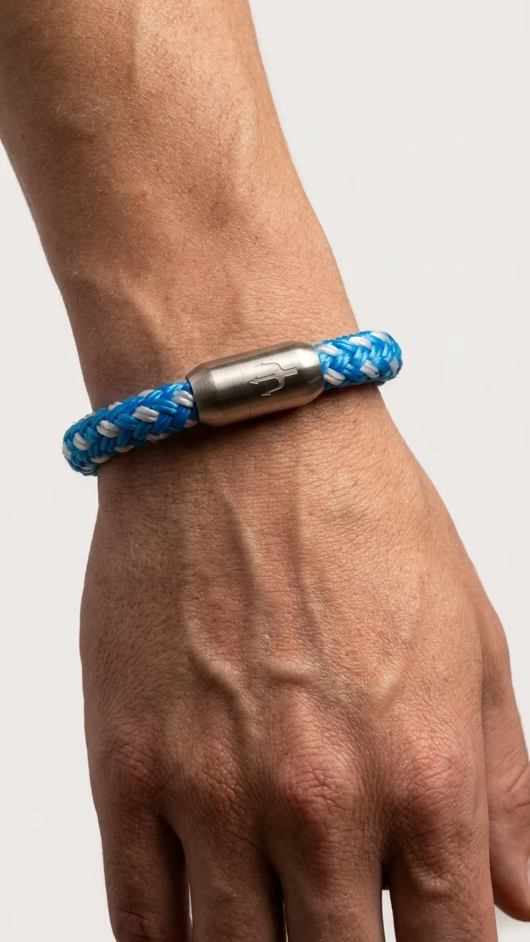 Nautic Force- Segeltauarmband "Polar Wave" Hellblau Grau