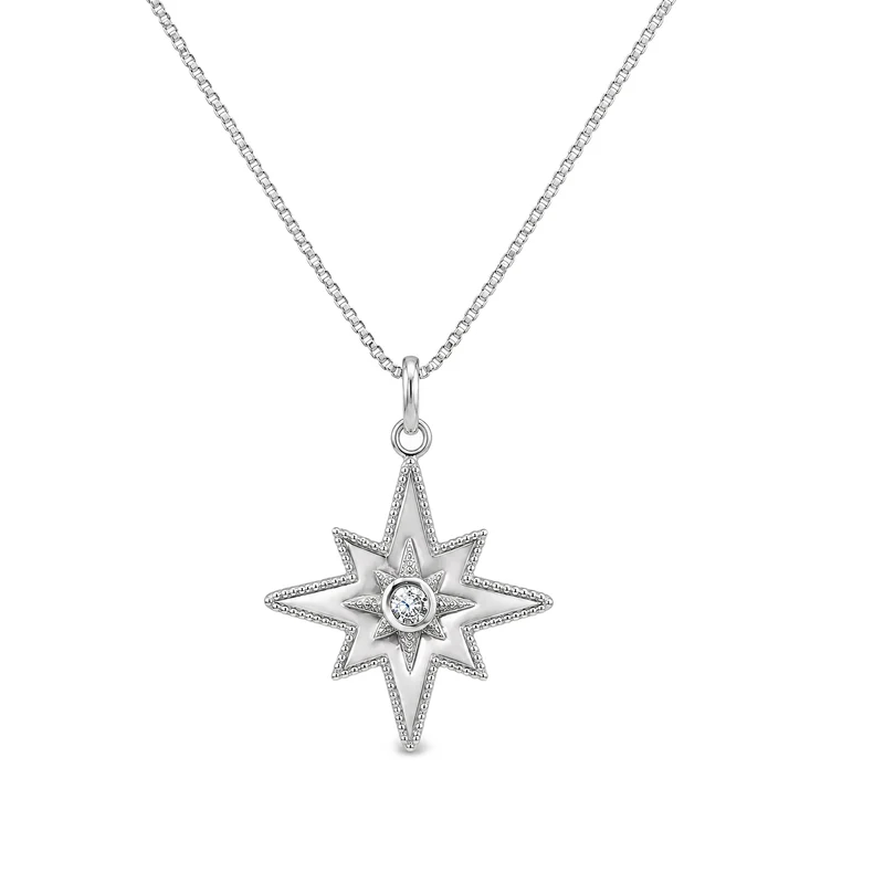 Silver & CZ Star Pendant Necklace