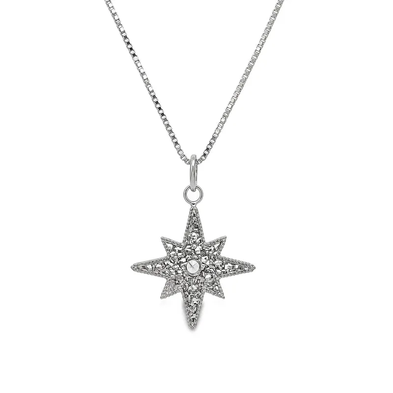 Silver & CZ Star Pendant Necklace