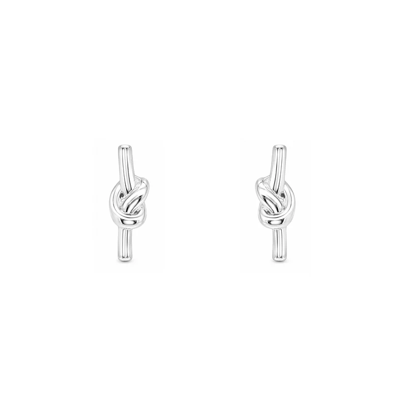 Silver Love Knot Bar Stud Earrings