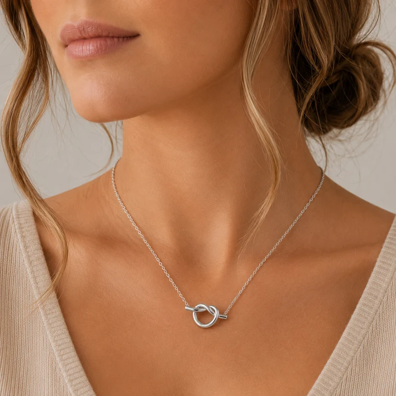 Silver Open Love Knot Necklace