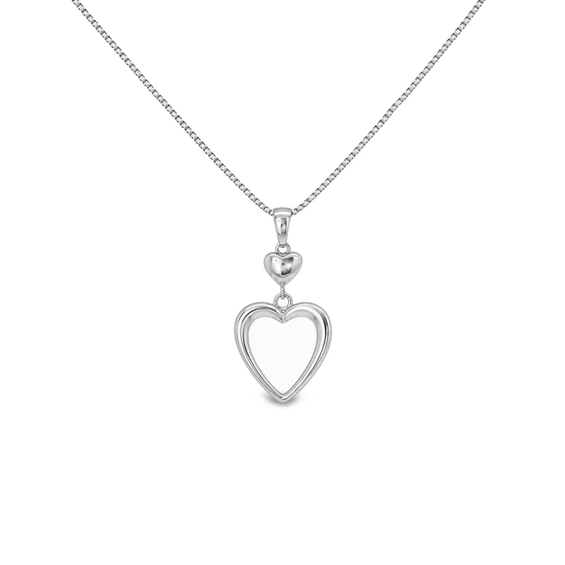 Silver Double Love Heart Pendant Necklace
