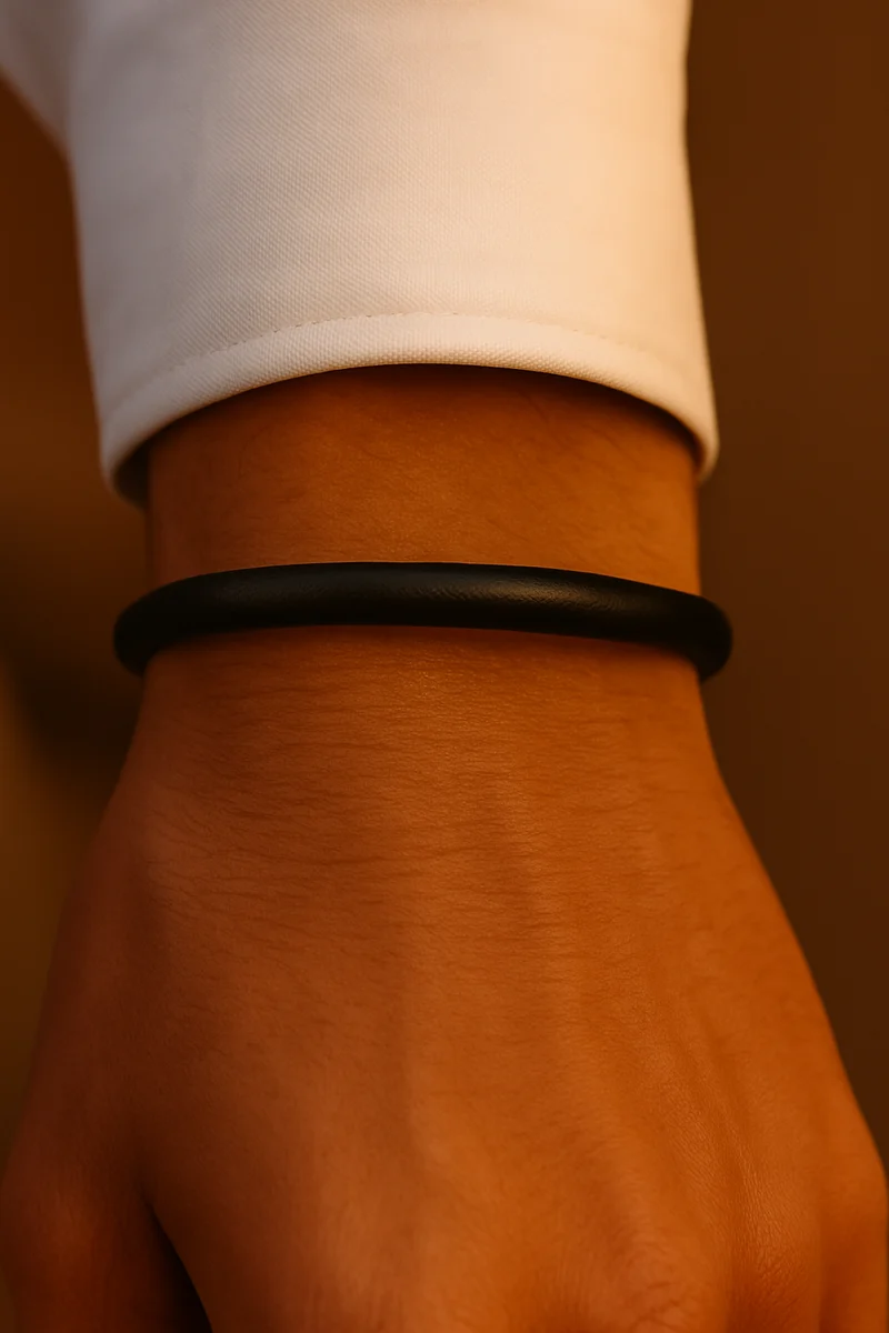 Tridente Classico Nero – Lederarmband Herren Schwarz 6mm | Handgefertigt