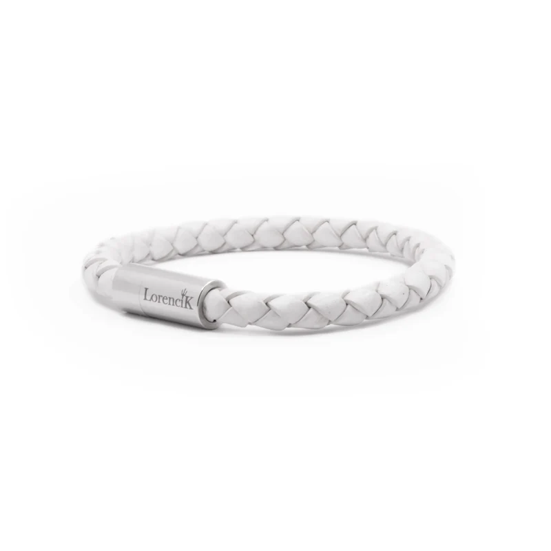 Tridente Classico Bianco – Lederarmband Herren Weiß 6mm | Geflochten Handgefertigt