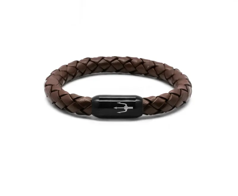 Tridente Terra – Lederarmband Herren Dunkelbraun Schwarz 8mm | Handgefertigt