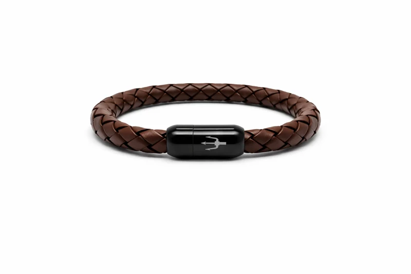 Tridente Terra – Lederarmband Herren Dunkelbraun Schwarz 8mm | Handgefertigt