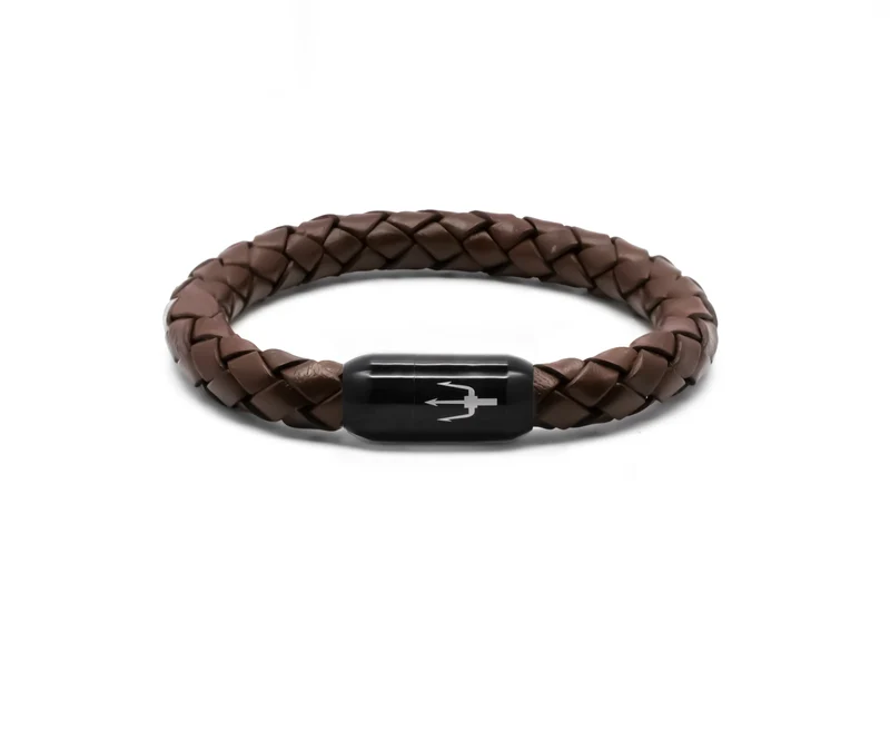 Tridente Terra – Lederarmband Herren Dunkelbraun Schwarz 8mm | Handgefertigt