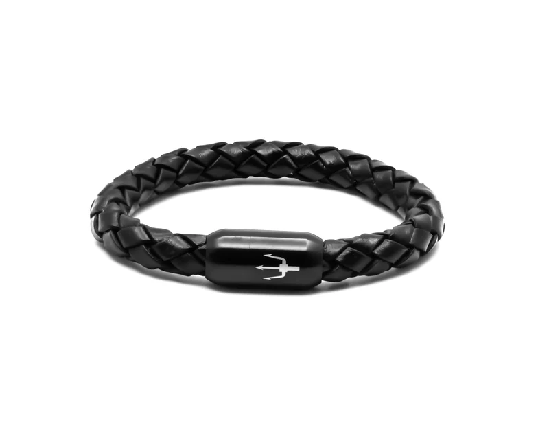 Tridente Nero – Lederarmband Herren Schwarz 8mm Black Edition | Handgefertigt