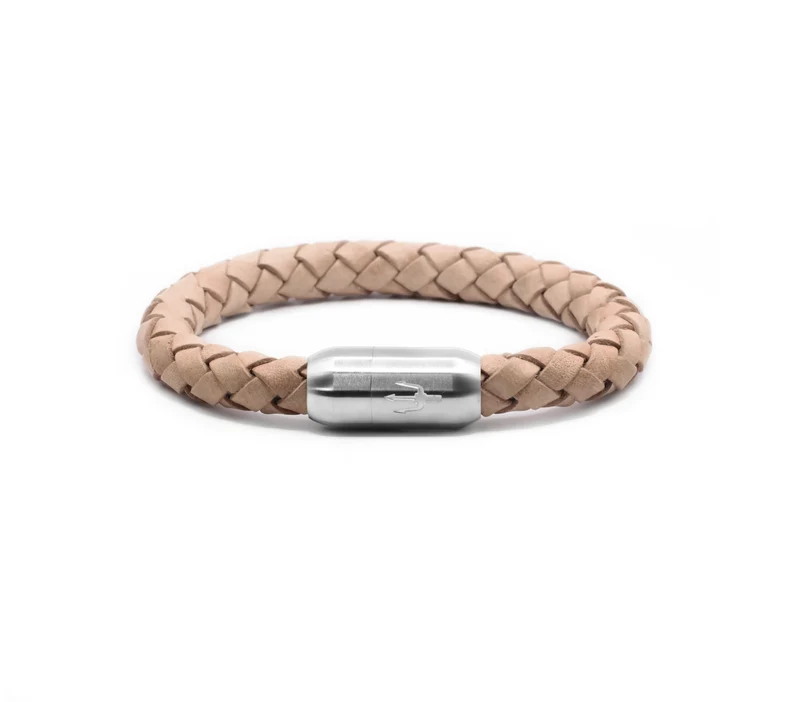 Tridente Sabbia – Lederarmband Herren Hellbraun 8mm | Handgefertigt