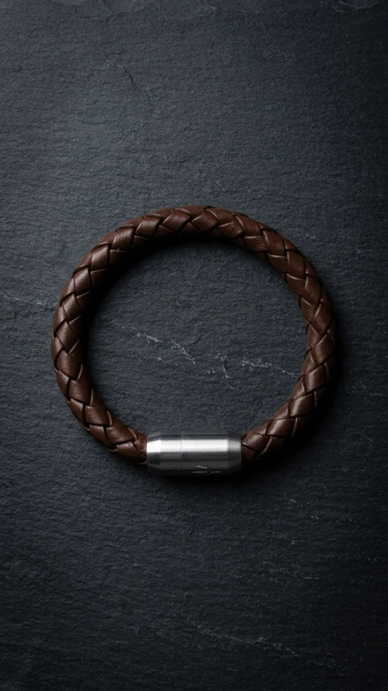 Tridente Argento – Lederarmband Herren Dunkelbraun 8mm | Handgefertigt