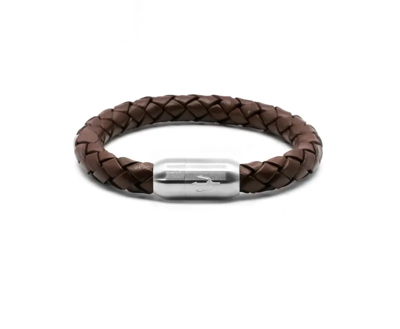 Tridente Argento – Lederarmband Herren Dunkelbraun 8mm | Handgefertigt
