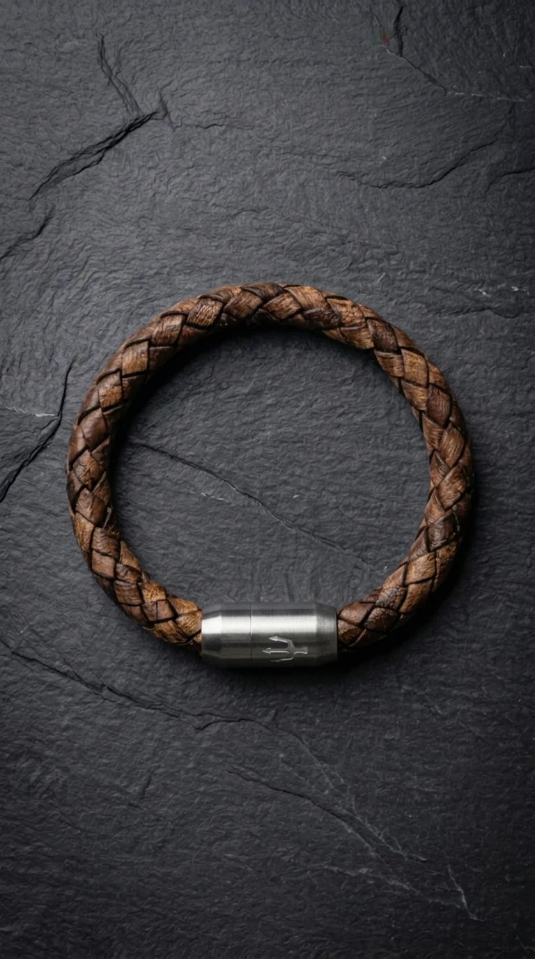 Tridente Rubino – Lederarmband Herren Rotbraun 8mm | Handgefertigt