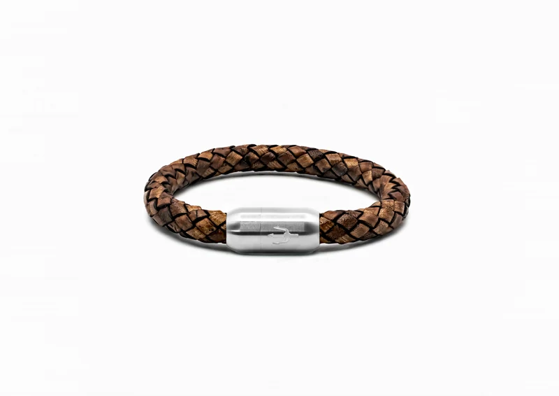 Tridente Rubino – Lederarmband Herren Rotbraun 8mm | Handgefertigt
