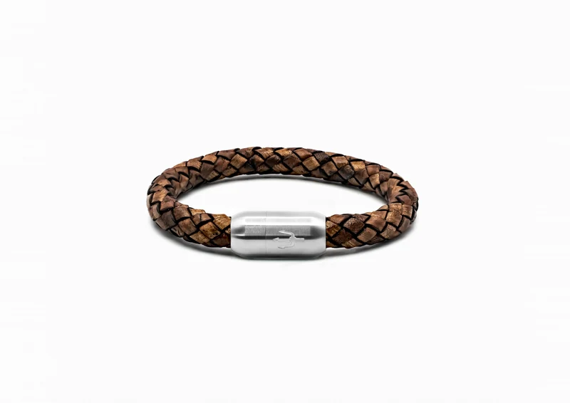 Tridente Rubino – Lederarmband Herren Rotbraun 8mm | Handgefertigt