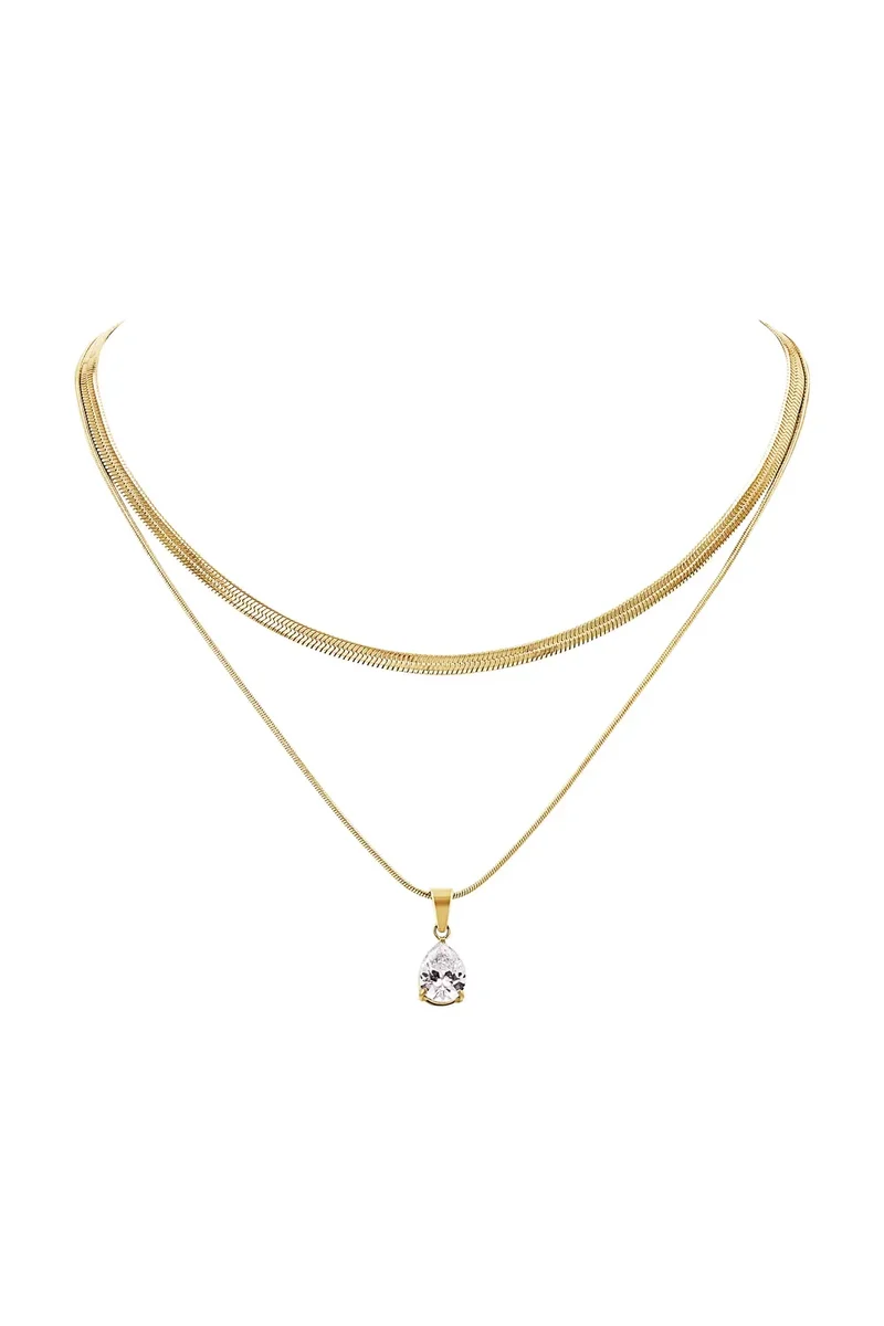 Sleek Teardrop Layer Necklace