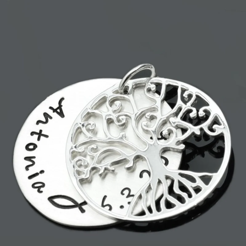 Lebensbaum Anhänger ca. 2,3 cm Gravur 925 Sterling Silber