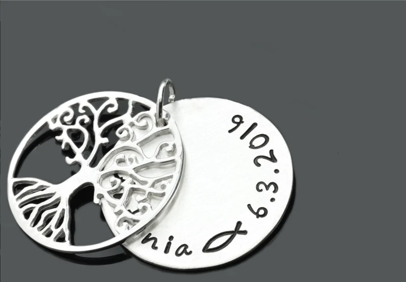 Lebensbaum Anhänger ca. 2,3 cm Gravur 925 Sterling Silber