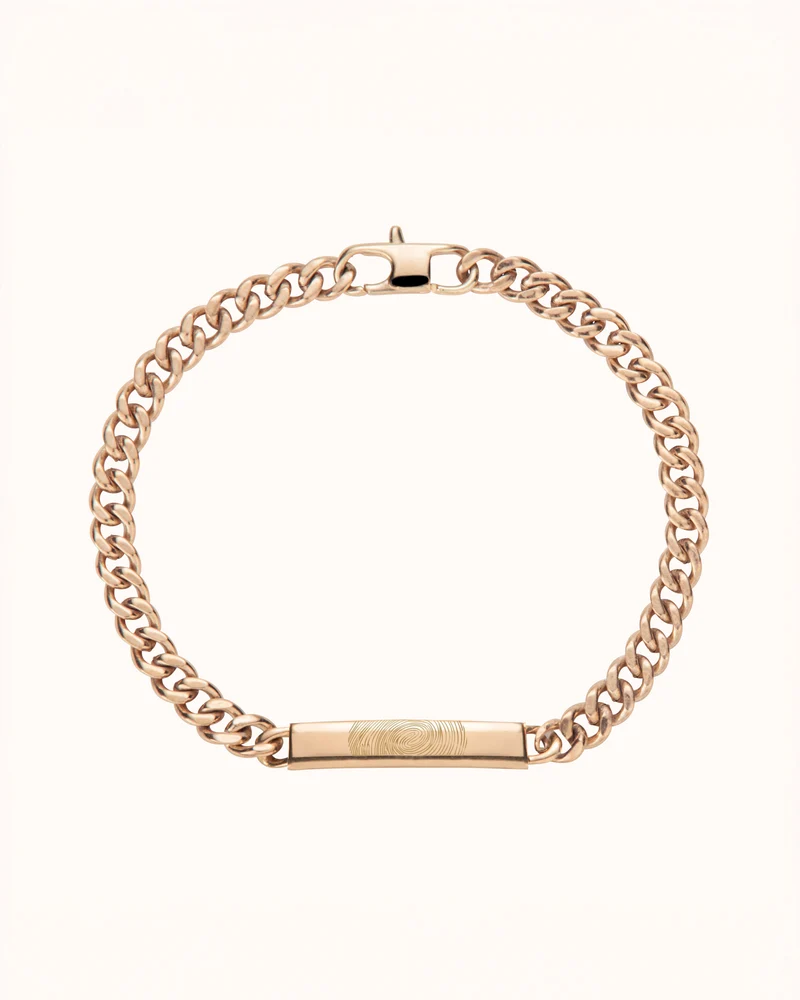 Vingerafdruk Bar Chain Armband - Verguld - Gepersonaliseerde Armband
