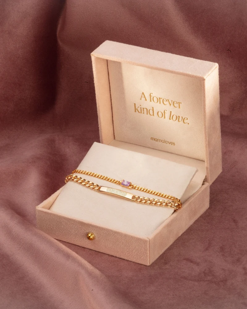 Vingerafdruk Bar Chain Armband - Verguld - Gepersonaliseerde Armband