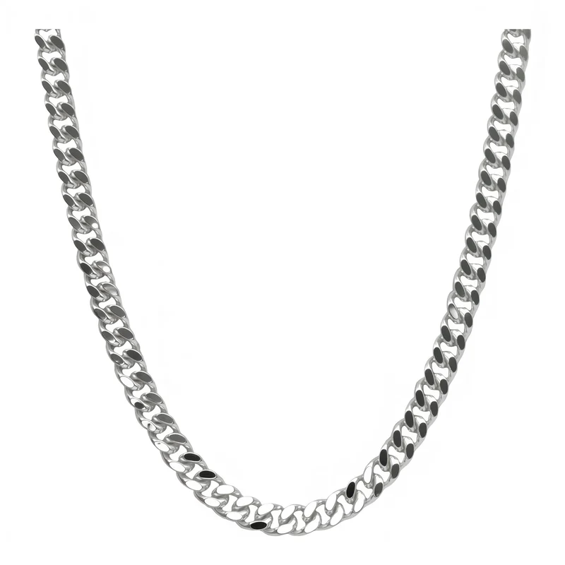 Men's Silver Slim Diamond-Cut 4 mm Curb Link Chain Necklace, 55cm