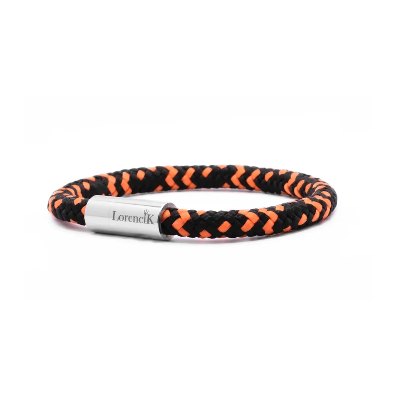 Nautic Force Small – Sunset Harbor | Segeltauarmband Herren Schwarz Orange 6mm