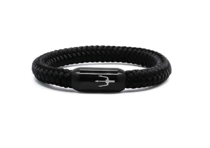 Nautic Force – Obsidian Force | Segeltauarmband Herren Schwarz 8mm