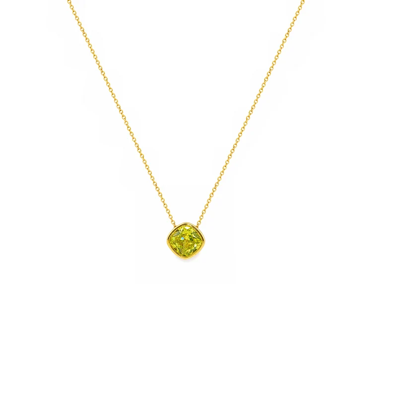 Gold Plated and Peridot Green CZ August Birthstone Pendant Necklace