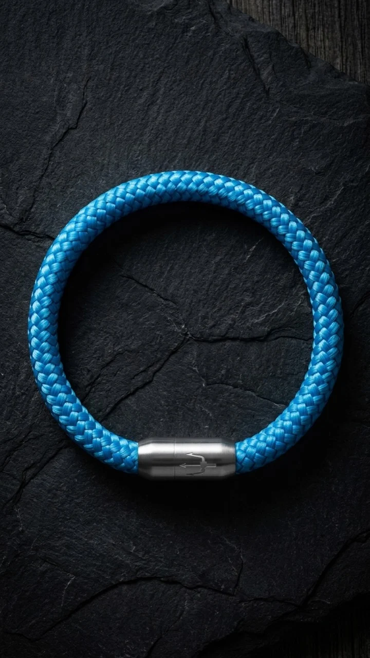 Nautic Force – Skyline Blue | Segeltauarmband Herren Hellblau 8mm
