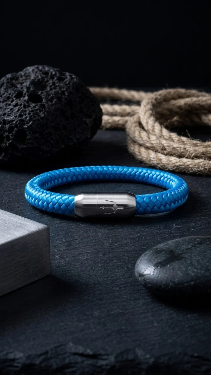 Nautic Force – Skyline Blue | Segeltauarmband Herren Hellblau 8mm