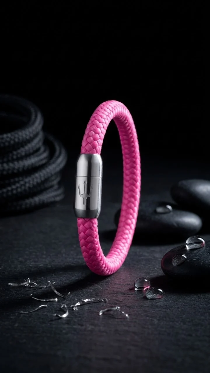 Nautic Force – Pink Horizon | Segeltauarmband Damen Herren Neon Pink 8mm