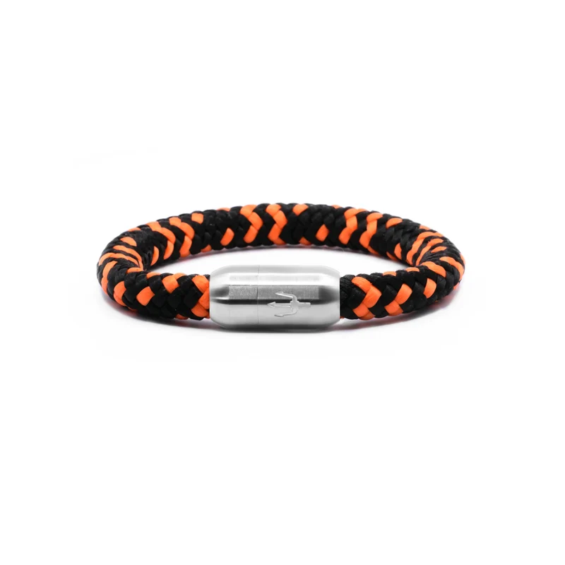 Nautic Force – Inferno Wave | Segeltauarmband Herren Orange Schwarz 8mm