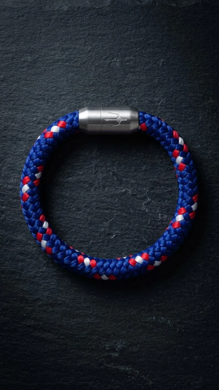Nautic Force – Nautical Spirit | Segeltauarmband Herren Blau Rot 8mm