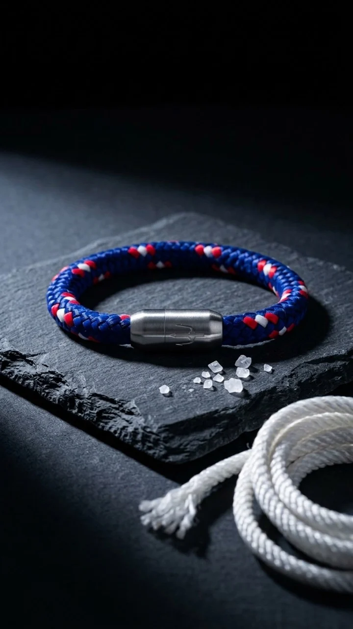 Nautic Force – Nautical Spirit | Segeltauarmband Herren Blau Rot 8mm