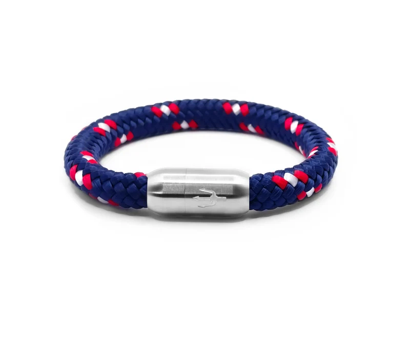 Nautic Force – Nautical Spirit | Segeltauarmband Herren Blau Rot 8mm